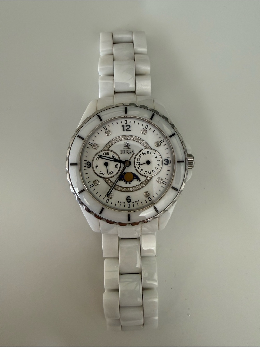 Birks Swiss Made Hi-Tech White Ceramic Sapphire Crystal Multifunction Watch